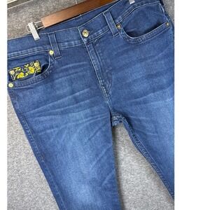 True Religion Mens Rocco No Flap SN Slim Fit Jeans Blue Gold Baroque Size 38 EUC